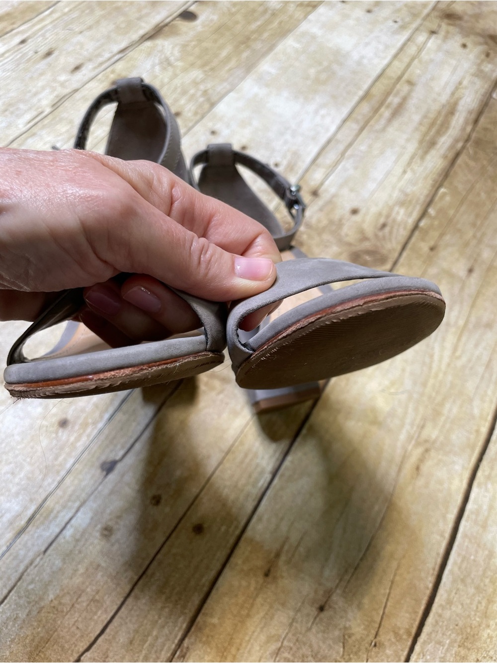 Schutz Gray Block Heel Strap Sandal - Picture 7 of 11